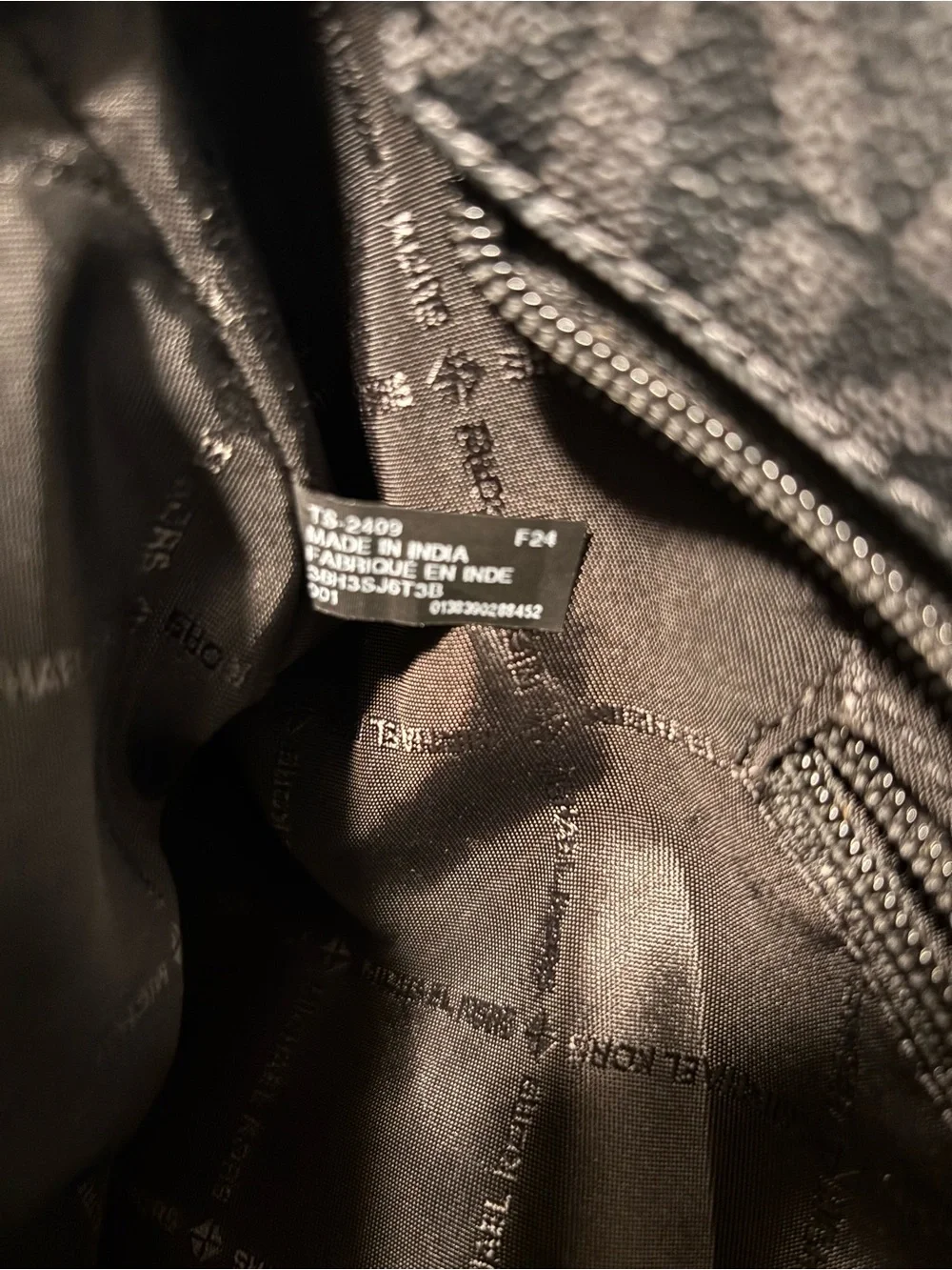 Michael Kors Black MK Monogram Tote with Silver Accent Charm